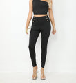 Buttoned Skinny Stretch High Waist Pants